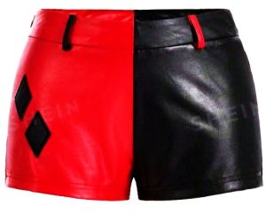 Adult Female Costumes to Hire - Leather Shorts - black & red - LARGE